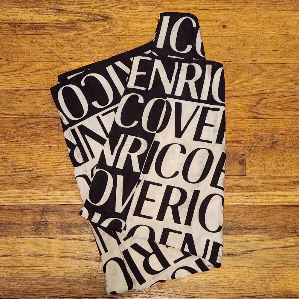 Enrico Coveri - Black and White Graphic Silk Scarf
